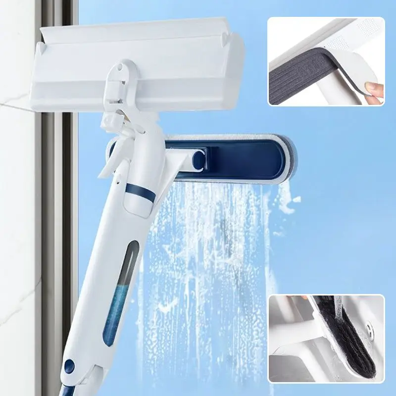 Window Spray Mop Multifunctional Glass Wiper with Silicone Scraper Floor Cleaning Mop Window Cleaner Home Glass Cleaning Tools