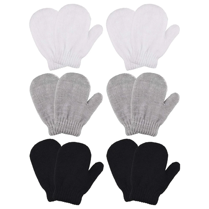 

6 Pairs Winter Warm Knitted Mittens Gloves For Christmas Party Kids Toddler Supplies