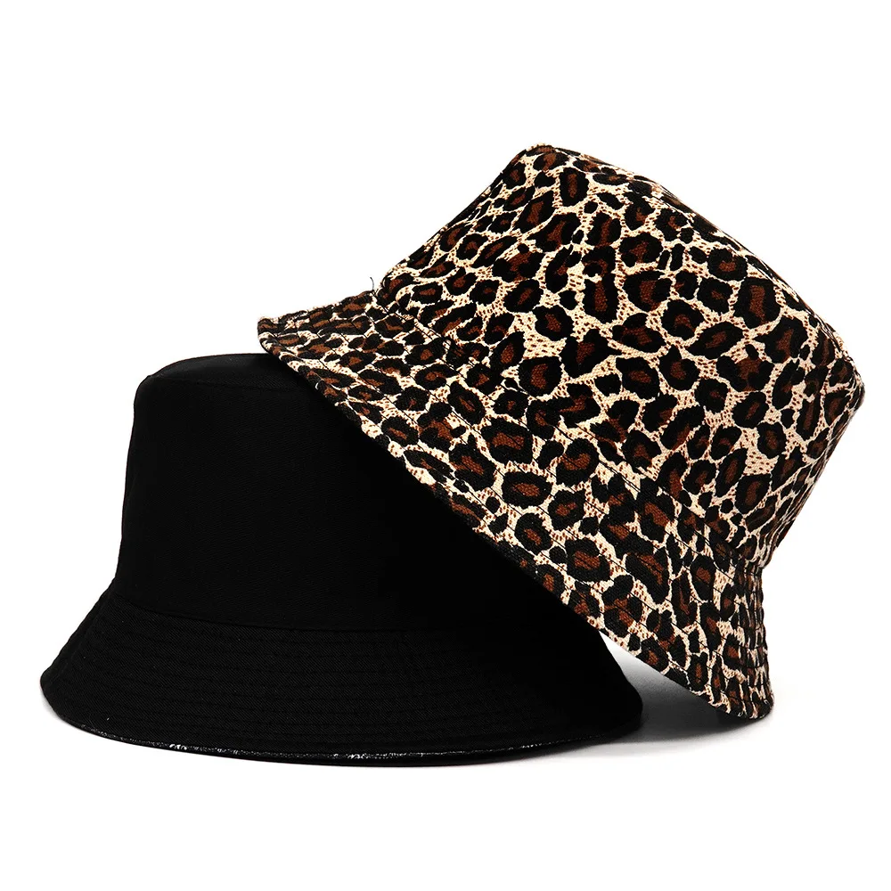 2024 Leopard Print Bucket Hat Reversible Fisherman Hat Outdoor Travel Panama Hat Sun Cap Hats For Men and Women