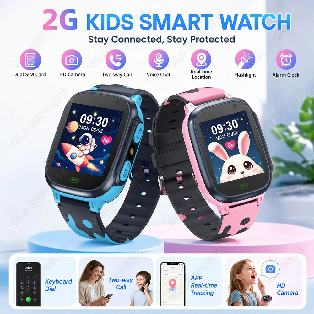Kinder-Smartwatch mit SOS-Funktion, Echtzeit-Ortung, Kamera, Taschenlampe, Wähl-Tastatur, Zwei-Wege-Anruf, wasserdicht, Smartwatch für Kinder, Modell H10.