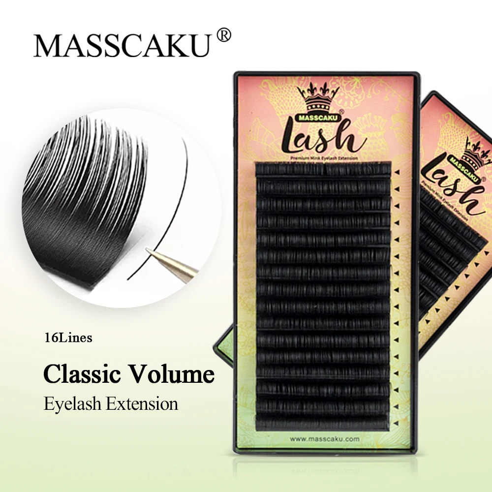

MASSCAKU Regular Lash Ribbons 6-25mm Curl Type Artificial False Eyelashes Wholesale 0.03/0.05mm C D eyelash Top Suppliers