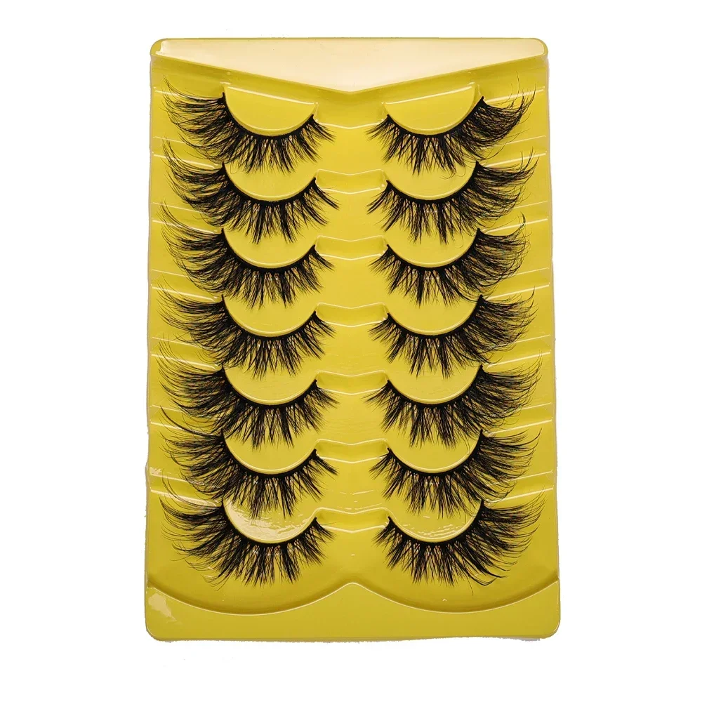 7 pares de cílios olho de gato 3d cílios postiços naturais fofos macios cruzados mangá cílios finos maquiagem de cílios naturais