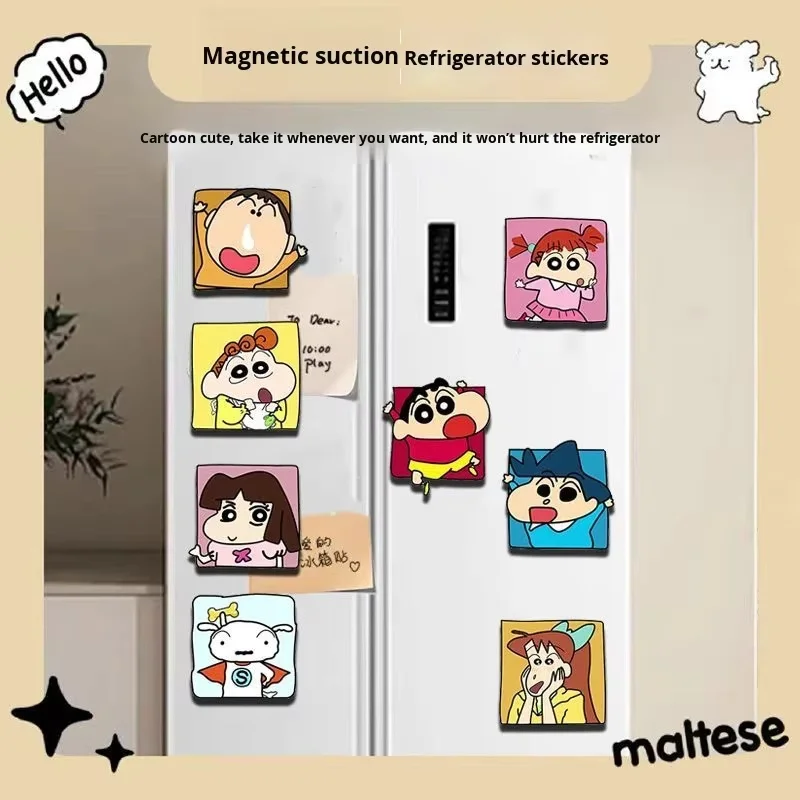 Crayon Shinchan Magnetic Movable Refrigerator Stickers Ins Style Anime Magnetic Stickers Double Door Refrigerator DIY Stickers