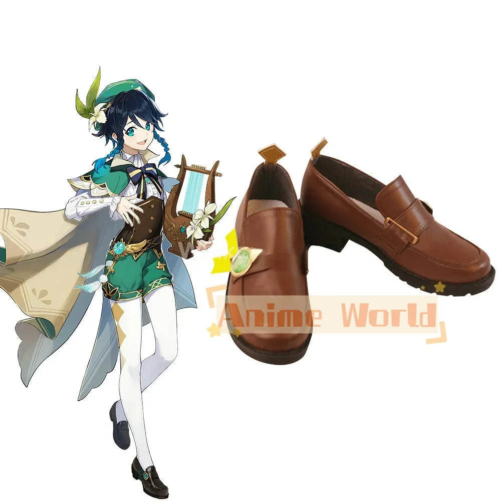 

Genshin Impact Venti Brown Cosplay Shoes Halloween Carnival Boots Custom Made