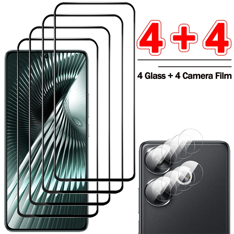 4 cristales + 4 películas para cámara, cristal 9D para Poco F6 X6 vidrio templado Pocophone X6 Pro screen protector de pantalla Poco F6 glass Poco X 6 5G Xiaomi Poco F6 Pro cristal templado