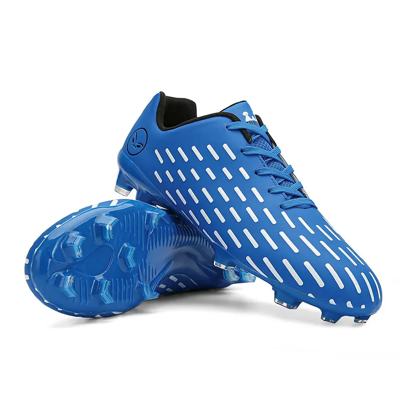 2022 Blue Low-cut Long Spikes Football Sneakers Men Size 32-46 Original Mens Soccer Shoes Cleats Children's Football Boots Boys