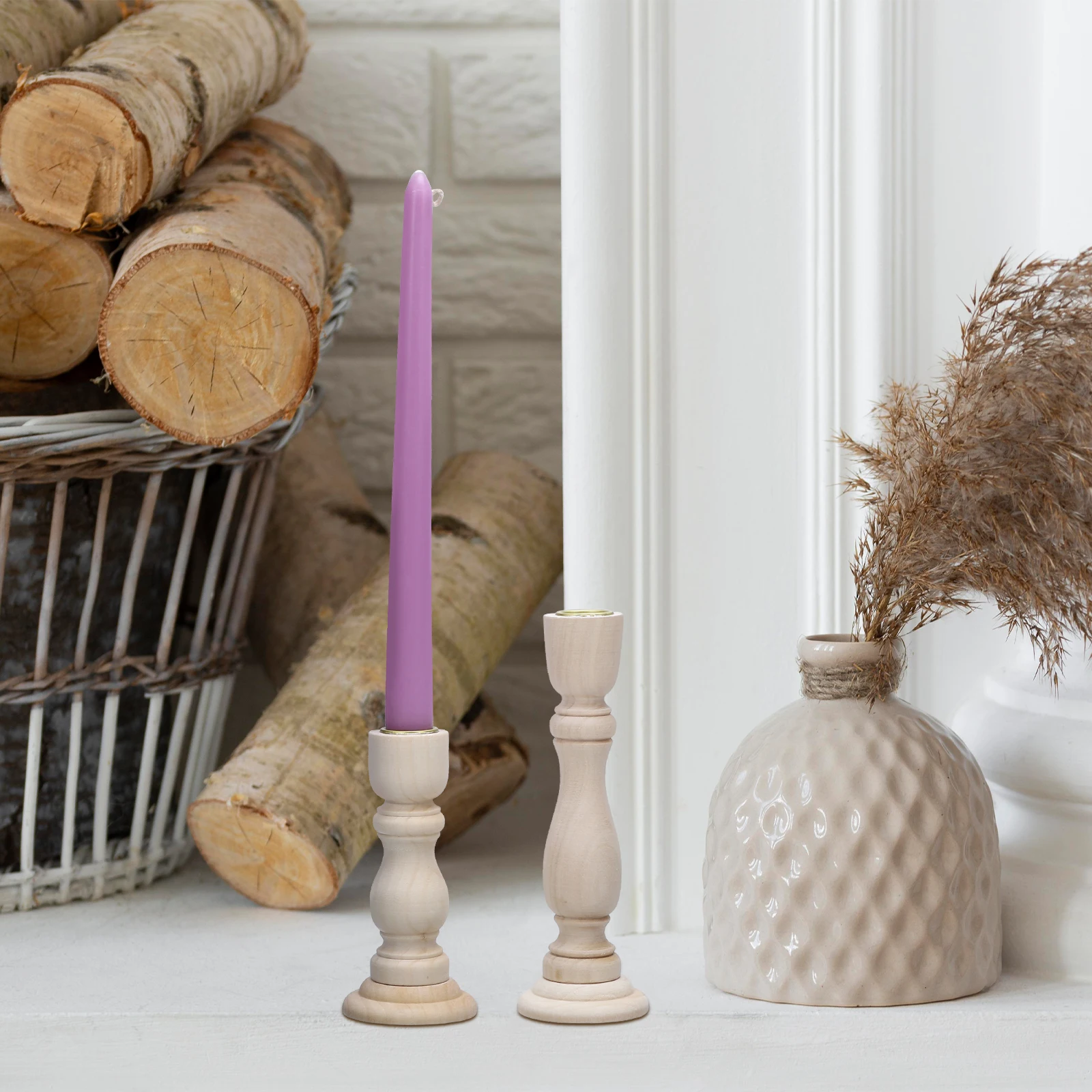 

4 Pcs Holders 12 5x5 8 17 5x5 8 Vintage Rustic Farmhouse Pillar Wooden Holders Pillar Candles Home