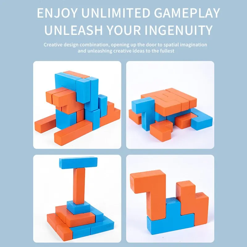 Bausteinspielzeug für Kinder, Lernspiele, handgefertigtes Gehirn-Holzspielzeug für die frühe Bildung