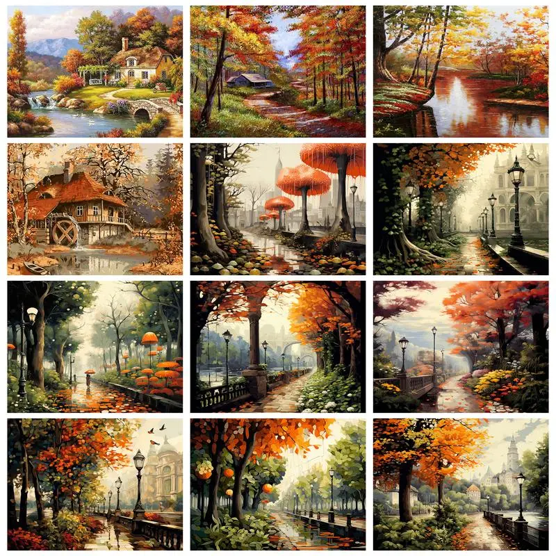 

RUOPOTY Paint By Numbers With Frame Garden Landscape For Adults Kits Diy Crafts Drawing By Numbers Handwork For Home Decors