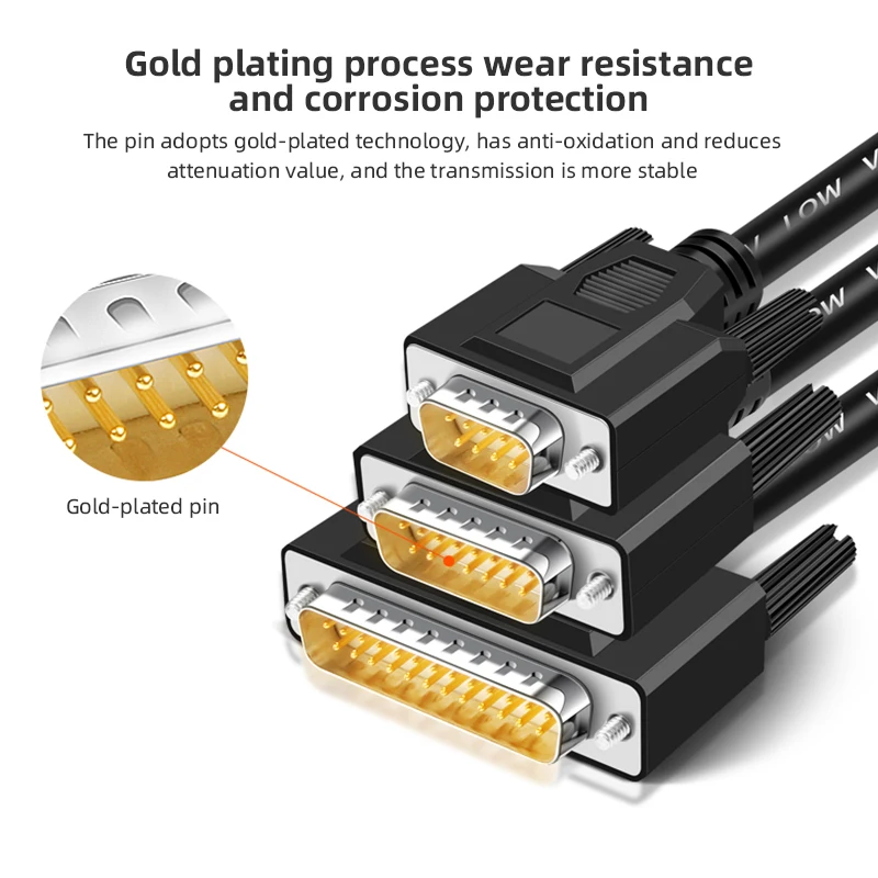สาย DB9พอร์ตอนุกรม232 DB15สายดาต้า DB25 24AWG 9/15/25ขาสายขั้วหัวเดียวตัวผู้ตัวเมีย dB 9Pin สายป้องกันข้อมูล