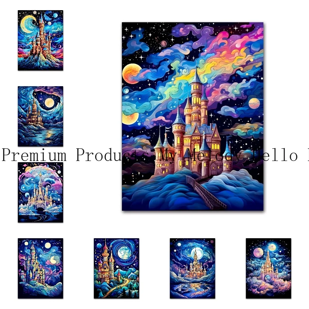 

Disney Dream Castle Cartoon Canvas Paintings Abstract Van Gogh Posters and Prints Wall Art for Living Room Wall Decor Cuadros