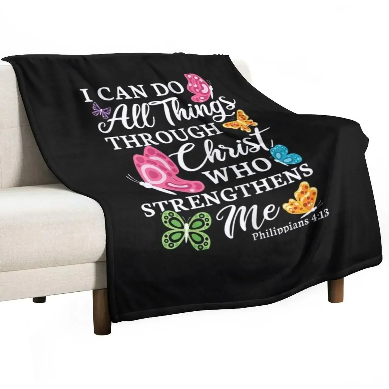 Womens I Can Do All Things Through Christ Who Strengthens Me Bible Classic Throw Blanket Sofa Quilt Decorative Sofa Blankets