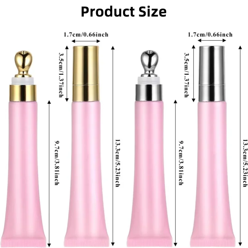 10Pcs 20ml Zinc Alloy Golden Silvery Massage Frosted Tube  Pink Purple Lip Glaze Lip Oil Eye Cream Girls Favorite Cold Touch