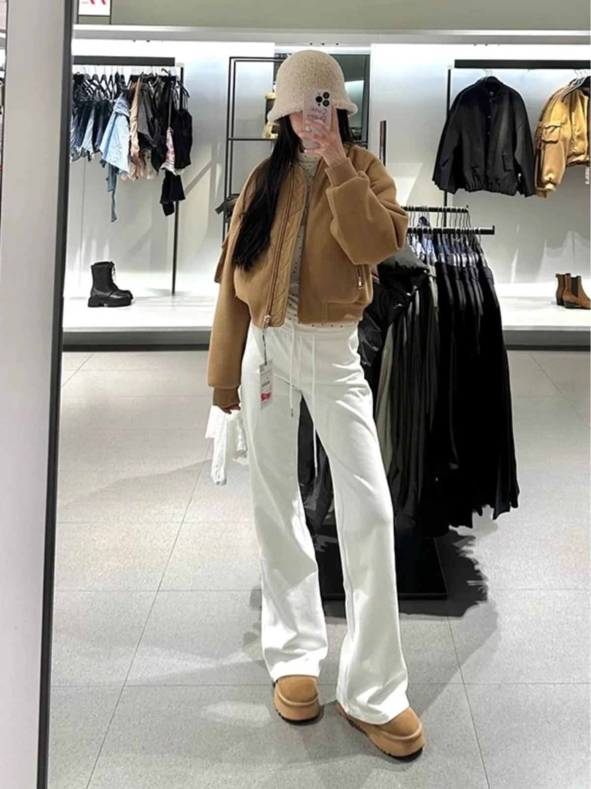 Autumn Winter New Arrival Women's Loose Fit Pilot Jaet Stand Collar Zipper Closure  Color Faion Versatile Outerwear