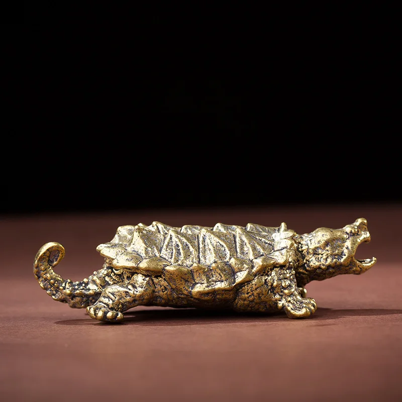 

Brass Living Room Turtle Ornament Decoration Office Desk Tea Pet Retro Craft Solid Handheld Plaything Gift