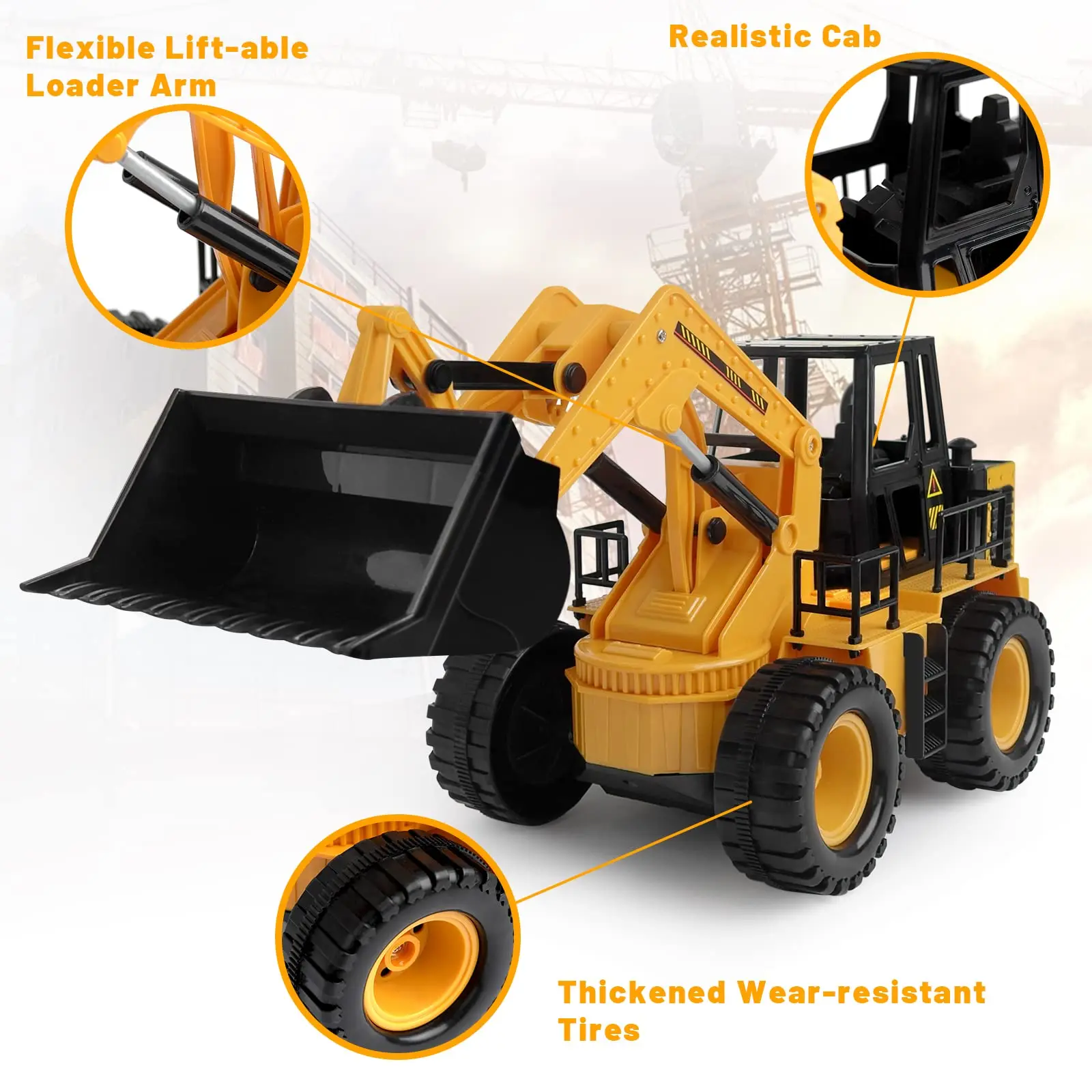 1/24 scale front loader engineering vehicle 9 channel remote control bulldozer toy