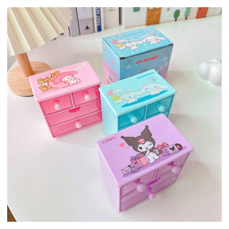 

Cinnamoroll My Melody Anime Kawaii Sanrio Girly Heart Desktop Storage Box Cute Kuromi Jewelry Drawer Case Toys for Kids