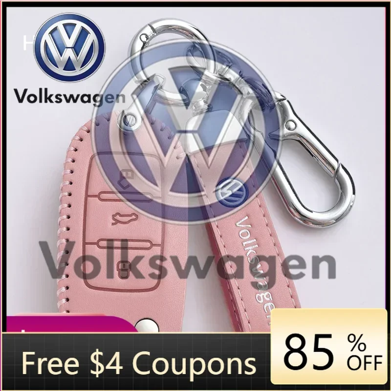 

Car Sticker For VOLKSWAGEN VW Leather Car Smart Key Case Car Key Full Cover For Volkswagen VW Polo Bora Beetle Tiguan Passat B5