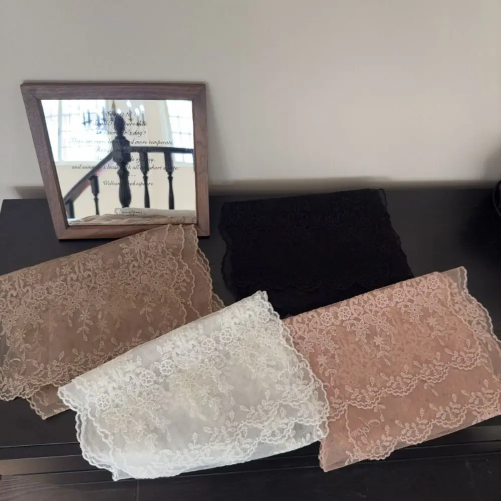 

Нежный шарф с кружевной вышивкой и лентами, тонкий длинный шарф в стиле ретро, аксессуар для волос, цветочный шарф для улицы