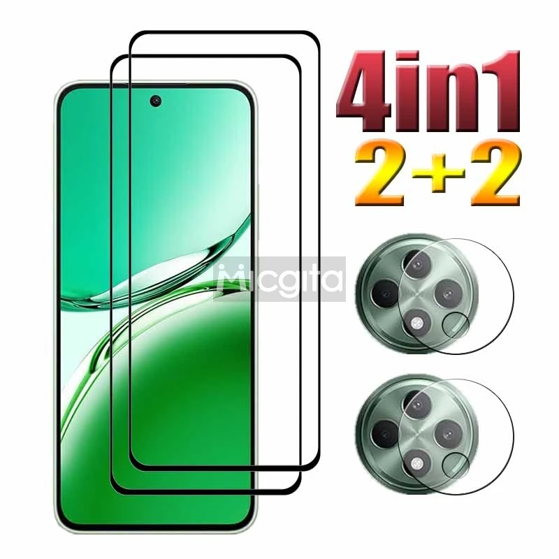 4in1 New Sale For OPPO Reno 12F 4G Reno12 FS Tempered Glass 9H Front Film and Soft Fiber Camera film