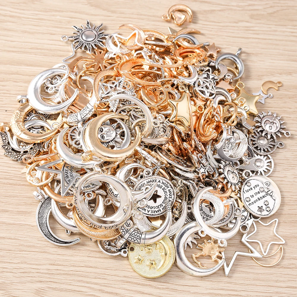 Tusember 10 Stück 28 x 34 mm niedliche Mond-Anhänger aus Legierung für die Schmuckherstellung, Halskette, Ohrringe, Armband, DIY, handgefertigtes Kunsthandwerk – Detail 4