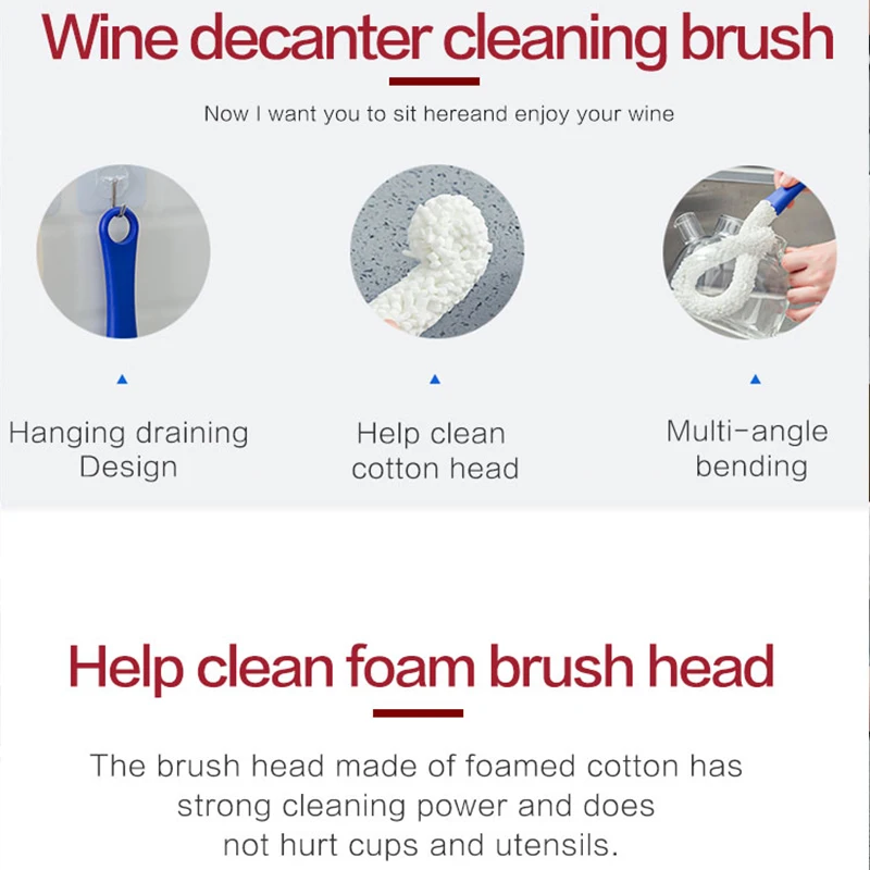 Innovative foam bottle brush Wine glass decanter cleaning brush Flexible sponge brush Variant glassware Scourer Shisha cleaning