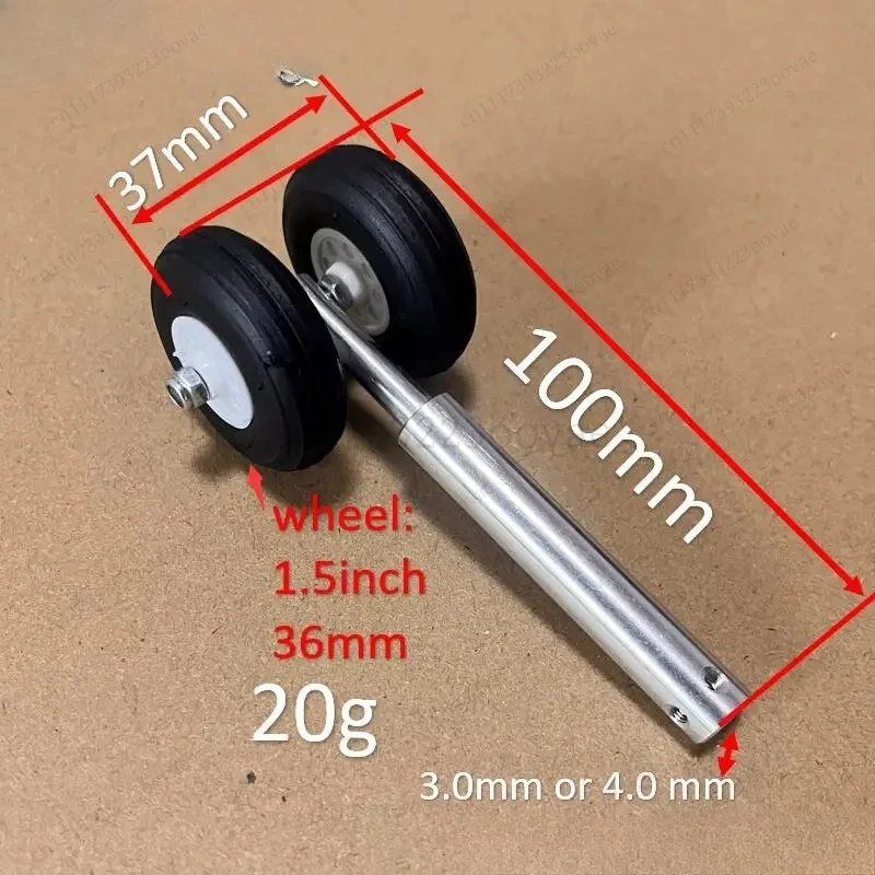 RC Airplane Retractable Landing Gears D3/4 36mm PU Wheels H100mm Aluminum Alloy Anti‑Vibration Model Aircraft Spare Repair Parts