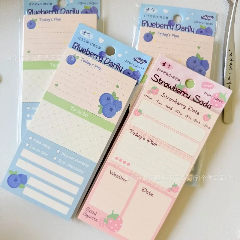 Ins Simple Fruit Long Note Set Plan List Hand Account Student Non-sticky High-value Note Book Kawaii Stationery Notepads
