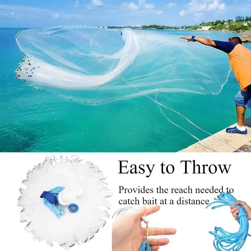Saltwater American Fishing Cast Net with Zinc Sinker and Waterproof Bucket  3/4/5/6/7/8/9/10Ft Radius Throw Fishing Net Bait Trap - AliExpress 18