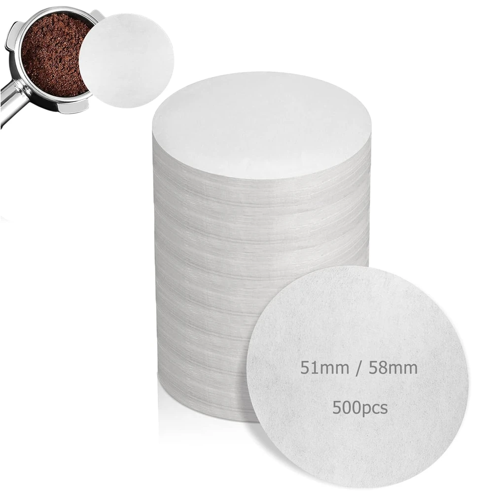 500Pcs Coffee Paper Filter 51mm 58mm Unbleached Espresso Filter Puck Screen Portafilter Compatible with Breville Barista Machine