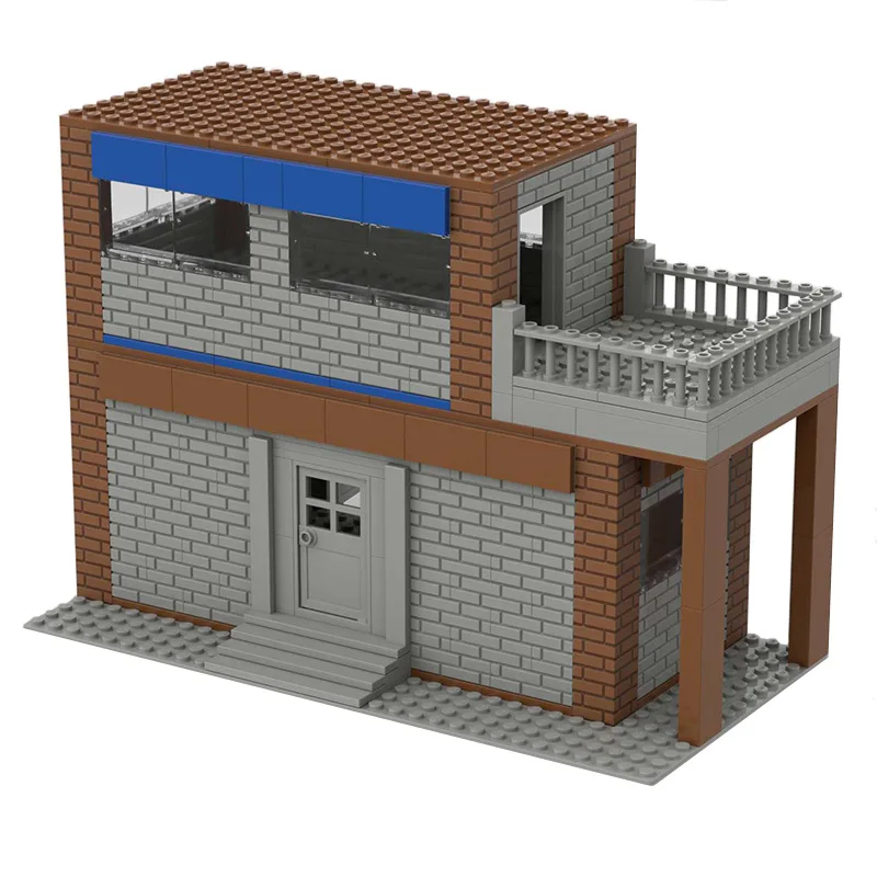 The battle royale games' grand battlefield double-deck terrace House building blocks Set DIY military scene construction Bricks