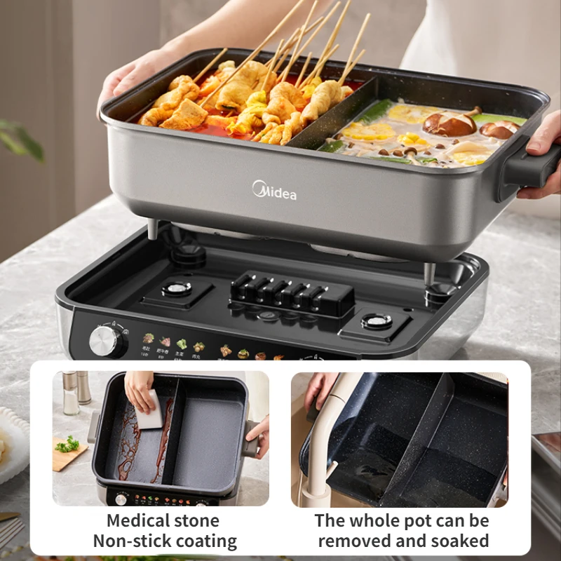 New Electric Hot Pot Fast Boiling Home Split Type Two-flavor Chafing Dish Multi-pot 8L Large Capacity мультиварку скороварку