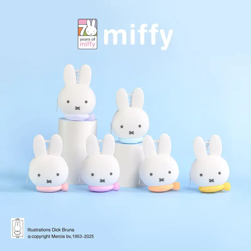 Pochette en silicone Miffy, mini étui portable pour écouteurs, boîte mystère, sac surprise, porte-monnaie, porte-clés, pendentif de rangement souple et étanche