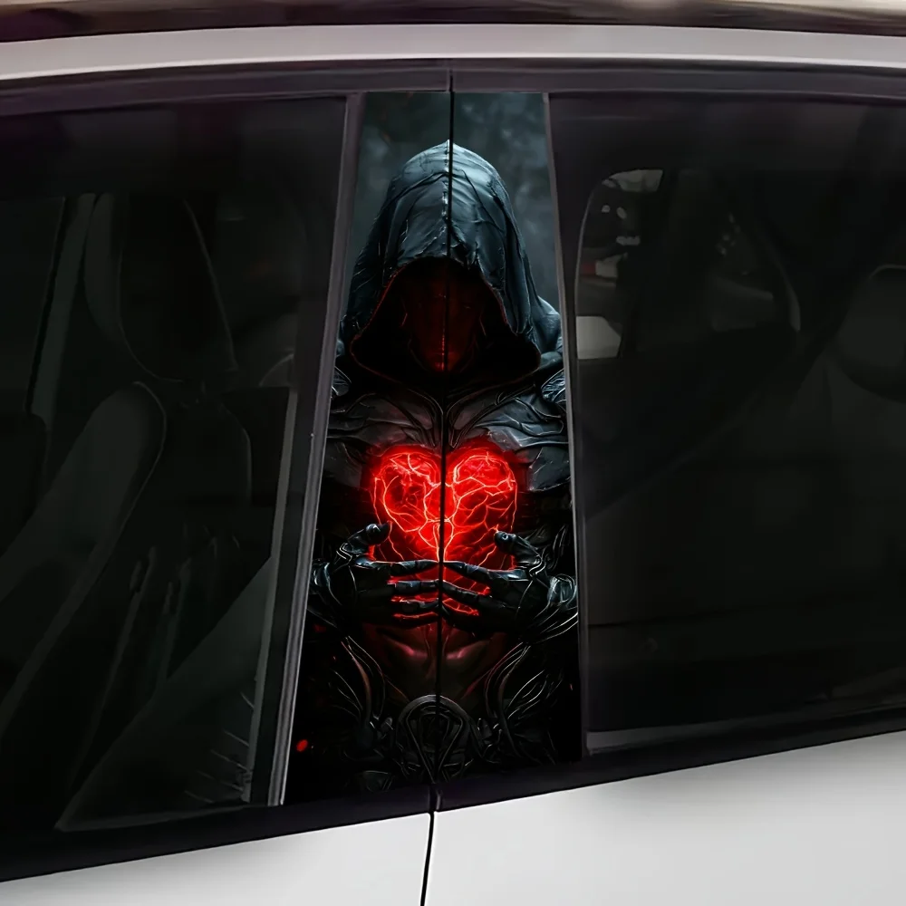 

2 шт., водонепроницаемая солнцезащитная наклейка на автомобильную стойку B, полуматовый эффект, легко наклеивается и водонепроницаемые черные наклейки с рисунком Magic Mage