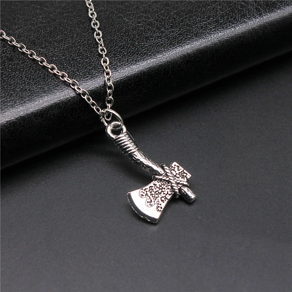 Simple Classic Fashion 22x14mm Antique Silver Color Ax Pendant Girl Women Short Chain Necklaces Choker Necklace