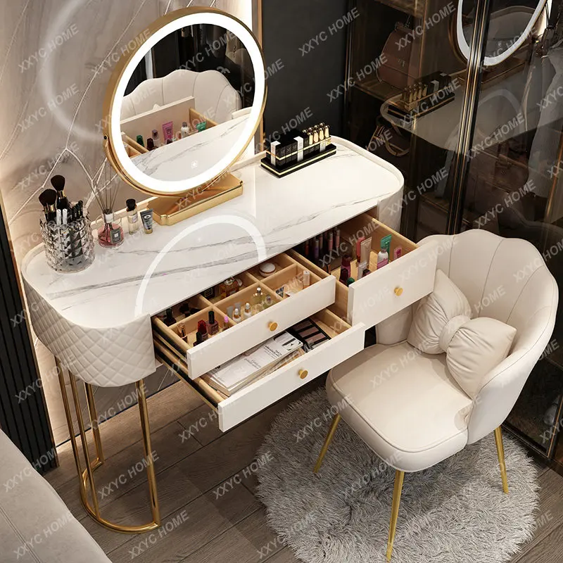 Dressing Table Nordic High-End Bedroom Modern Simple and Light Luxury Economical Small Apartment with Light Dresser