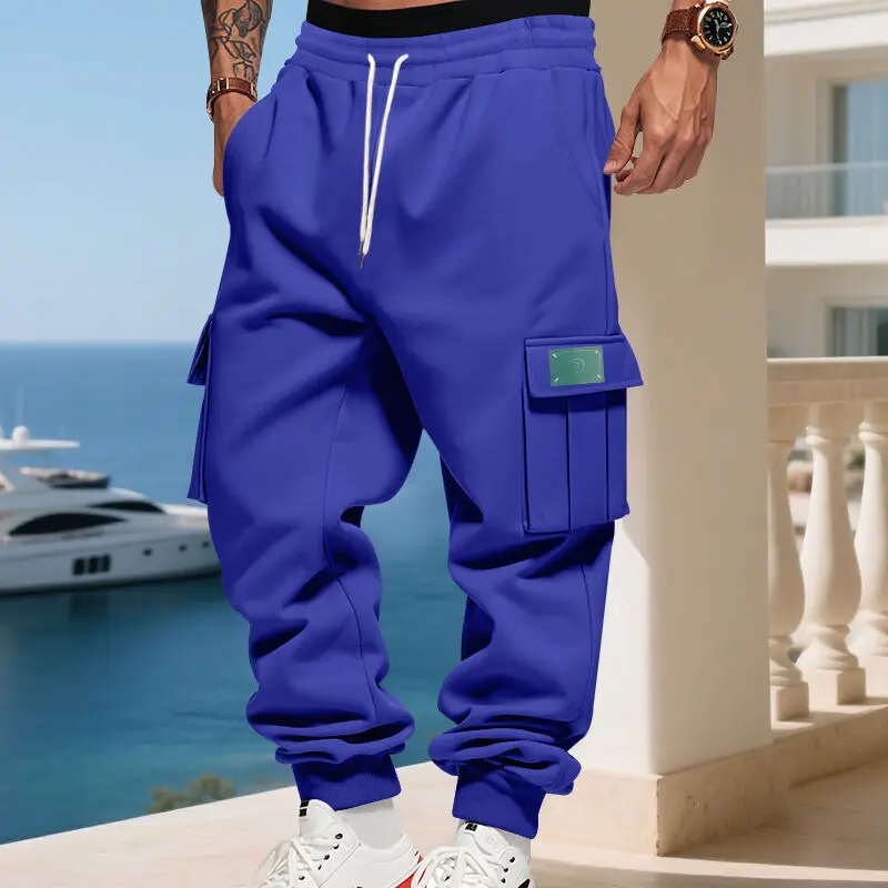 Pantaloni sportivi da lavoro americani pesanti e spessi in peluche da uomo con tasche multiple Pantaloni da jogging all'aperto Pantaloni sportivi casual larghi