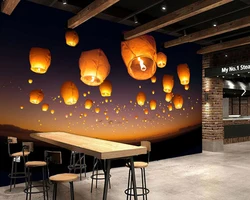Customized products Flying lantern in the night sky 3d wallpaper living room bedroom wall papers home decor restaurant mural