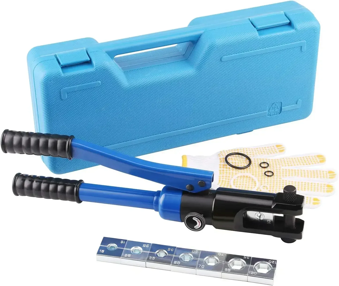 

Hydraulic Battery Cable Crimper Tool Set, 6 AWG to 4/0 AWG Wire Terminal Crimping Kit with 8 Dies