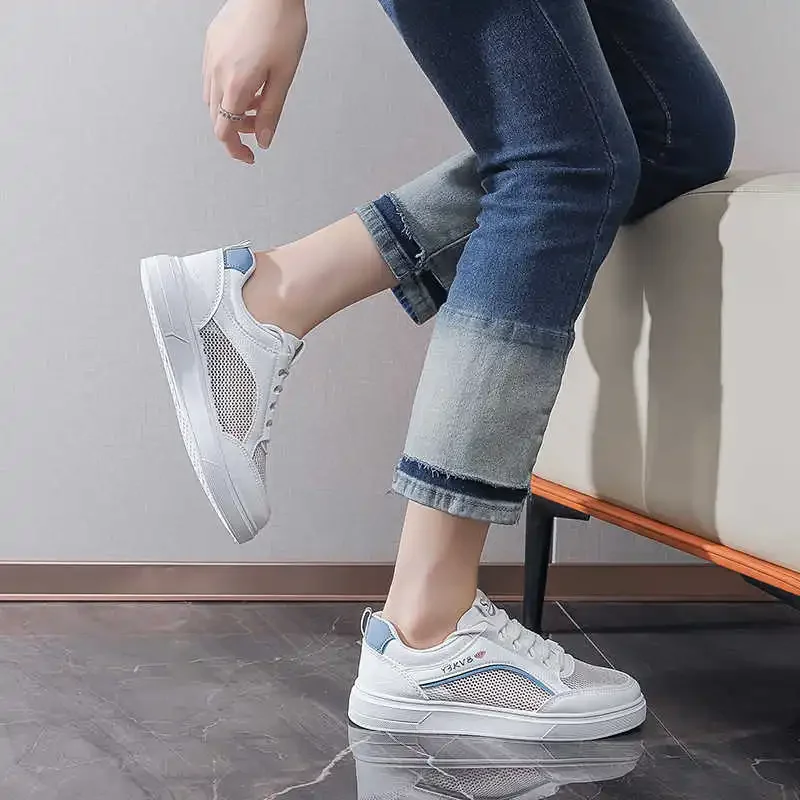 Semelle de Tennis Ete baskets à lacets vulcaniser chaussures pour femmes sans talon dames coureurs Sport Sneekers Sapatenes