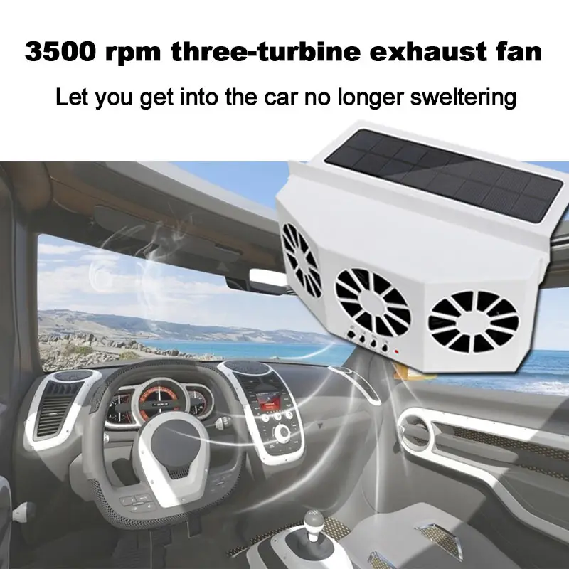 

Air Vent Air Purifier System Solar Vehicle Ventilation Fan Automatic Rechargeable Car Gills Cooler Foldable Storage