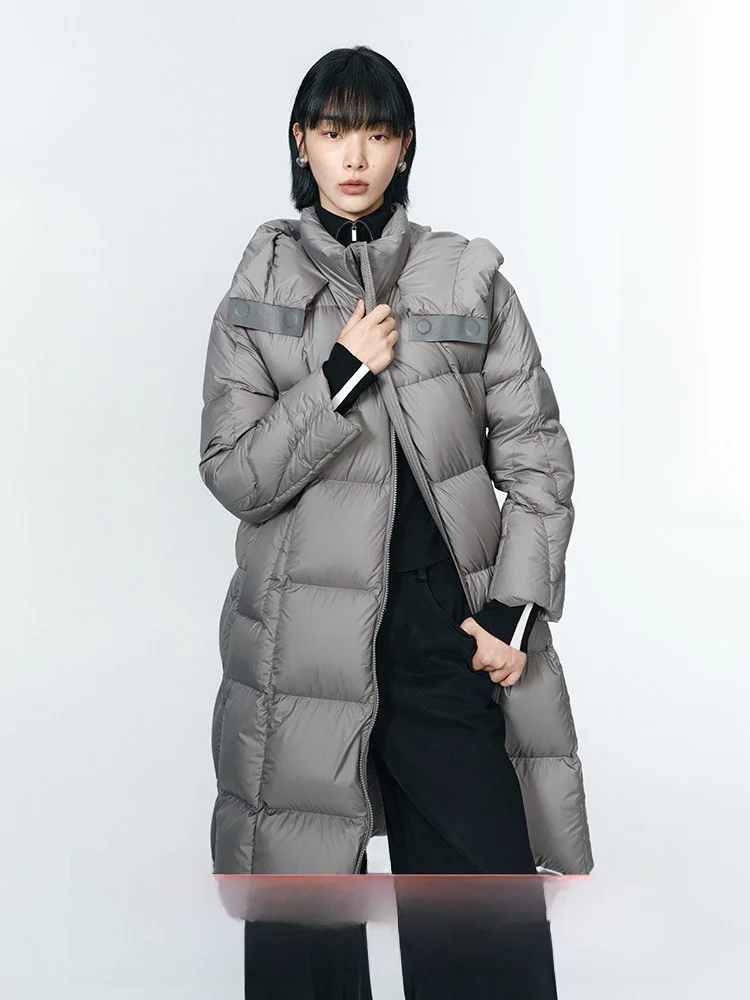 

Новая зимняя женская удлиненная пуховая куртка: теплая, ветрозащитная, повседневная, свободного кроя, модная, удобная, с капюшоном и воротником-стойкой