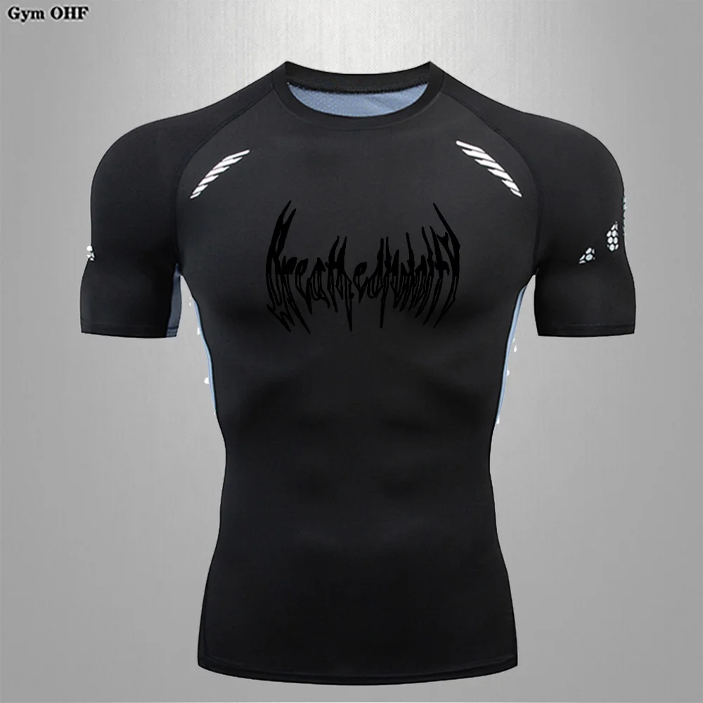 Compression Shirts for Men Summer Short Sleeve Rash Guard Gym Workout Tshirt Athletic Quick Dry Undershirts Tops Tight