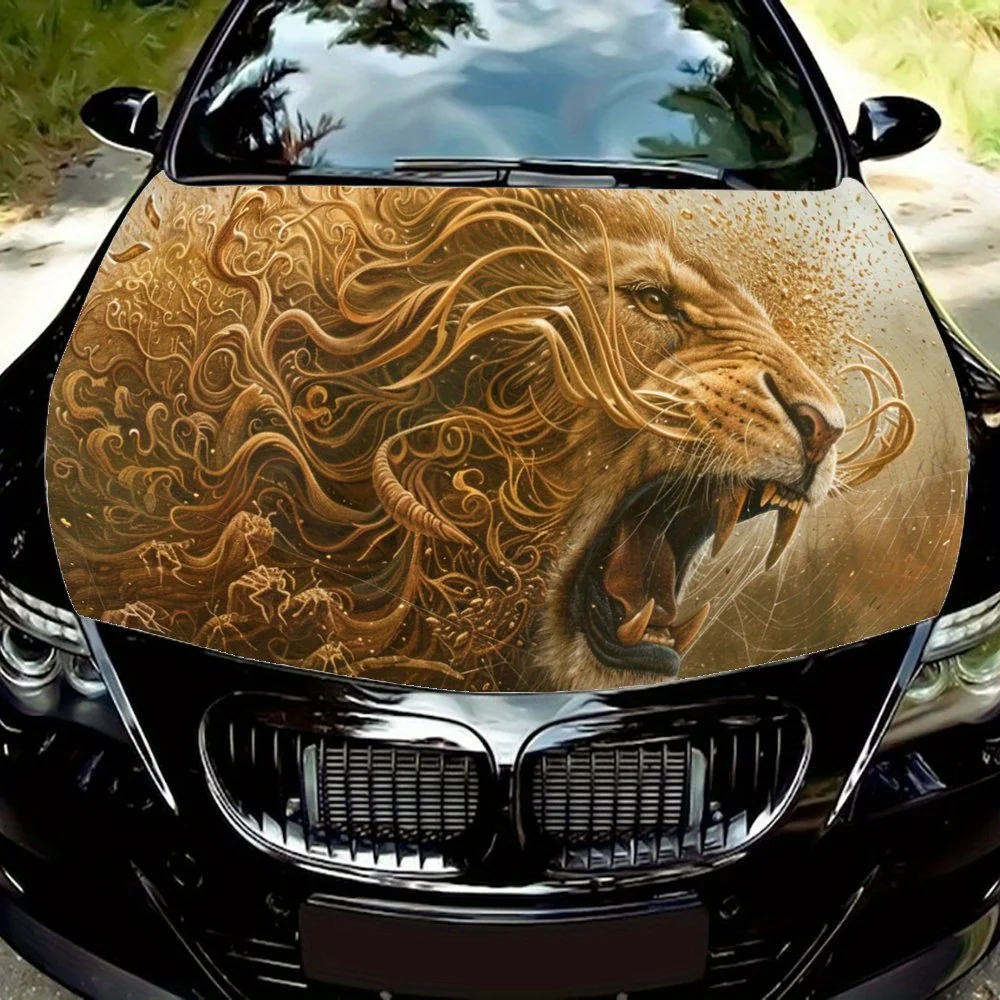 

Animal Roaring Lions Cool Hair Car Hood Wrap Color Vinyl Sticker Truck Graphic Bonnet Auto Accessories Decoration Decal Gift