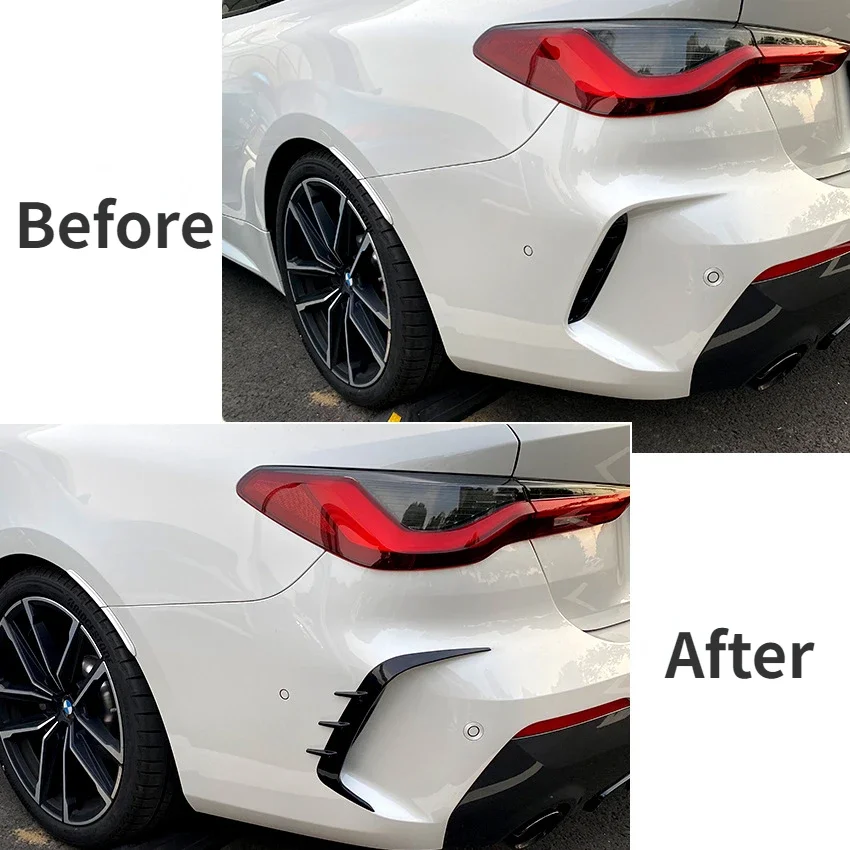 For BMW 4 Series G22 G23 Coupe 425i 430i M440i M Sport 2020+ Rear Bumper Splitter Spoiler Air Vent Cover Spoiler Canard Sticker