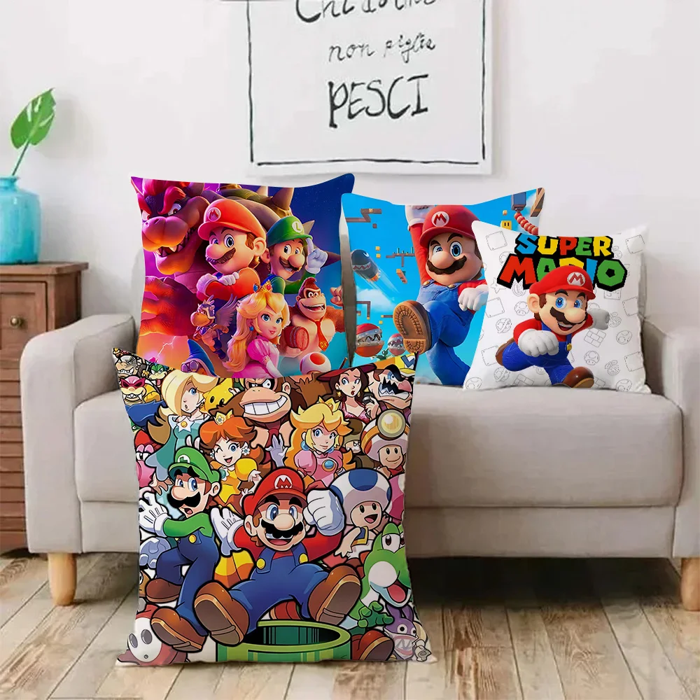 Hot Game Pillow Covers Cartoon Sofa Decorative Home Double-sided Printing Short Plush Cute Cushion Cover M-M-Marios