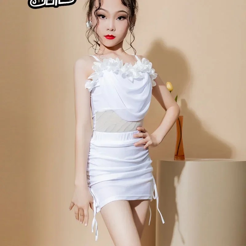 Meisjes zomer kinderen high-end 2025 Latin danskostuum praktijk prestatie kostuum Sling Latin dans rok set