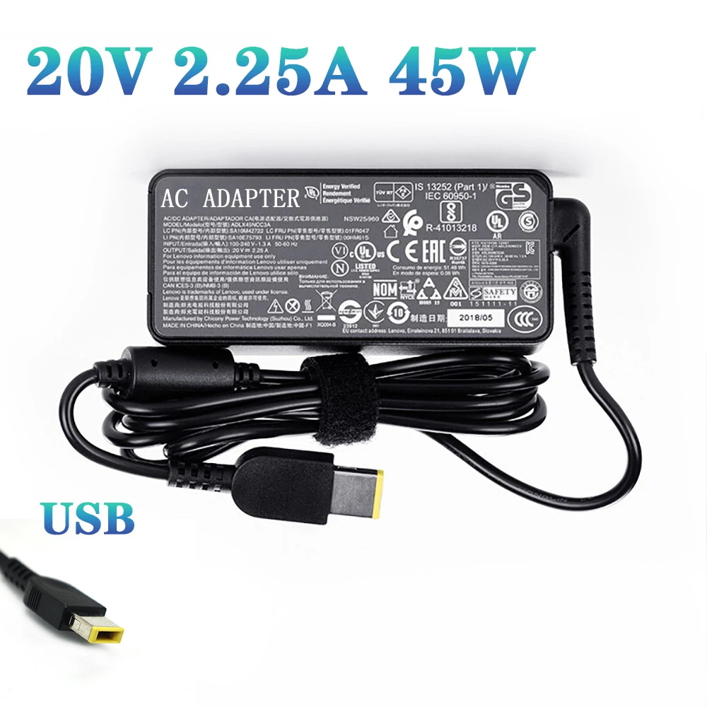 Laptop Ac Adapter Charger 20V 2.25A 45W for Lenovo Thinkpad ADLX45NLC3 ADLX45NDC3A ADLX45NCC3A 0C19880 59370508 ADLX45NLC3A