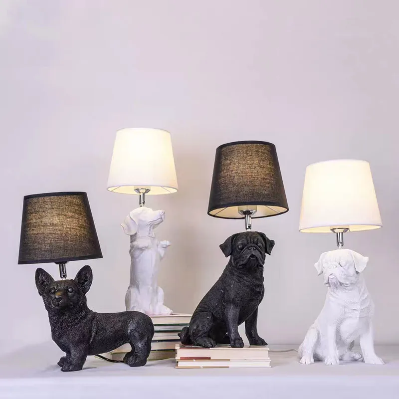 Modern LED Puppy Table Lamp Art Deco Children Animal Table Light Nordic Designer Dining Room Bedroom Desk Bedside Nightstand