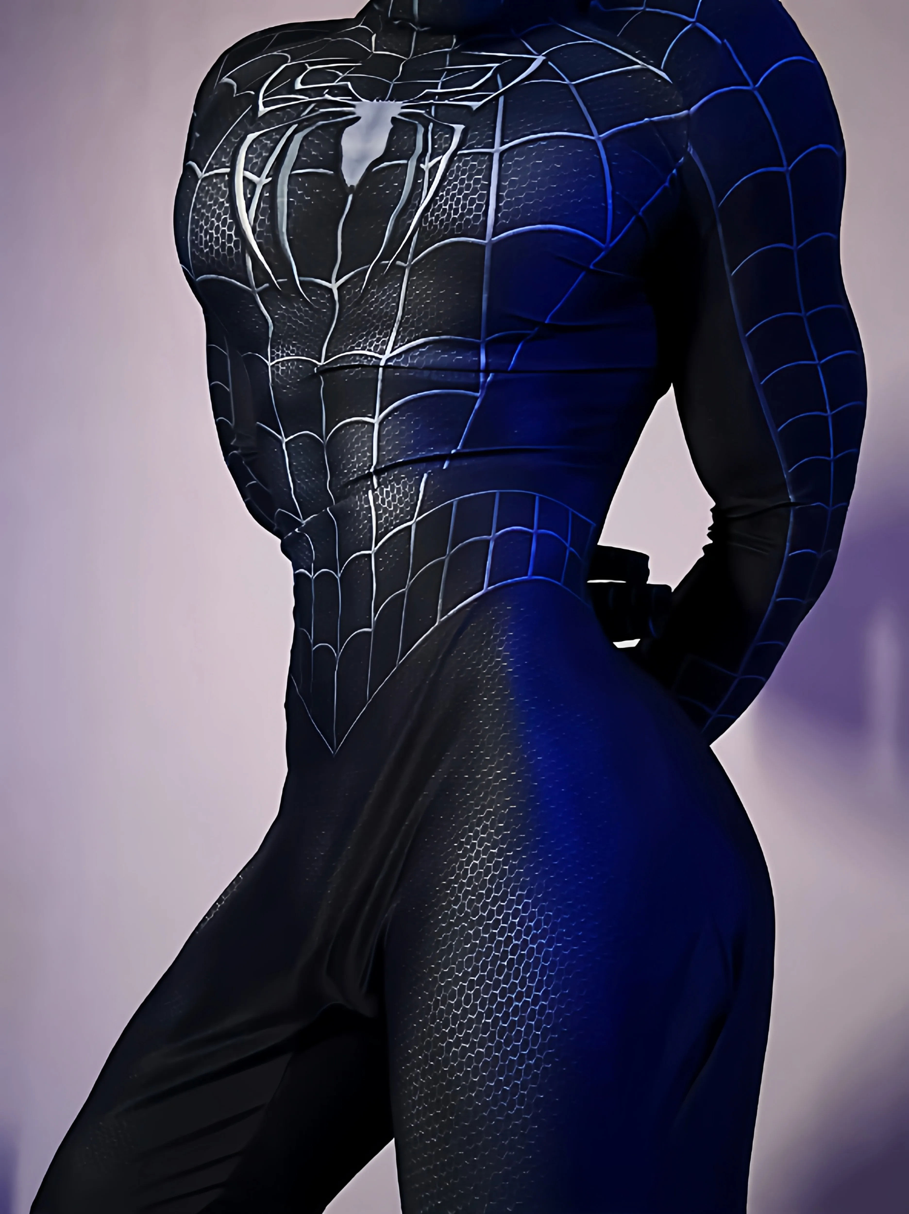 

Marvel Spider-Man Cosplay Costume Men Black Battle Suit Tight Bodysuit Stage Performance Role Play Outfit